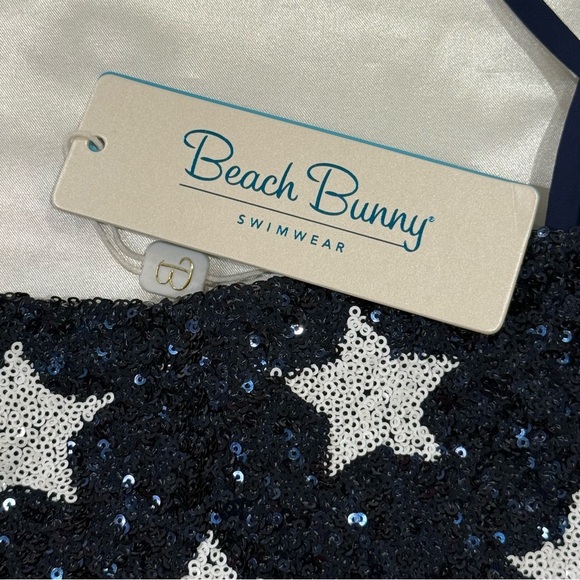 Beach Bunny London Bralette Sparkle Star Bikini Top Navy Blue Small Patriotic - Picture 9 of 14